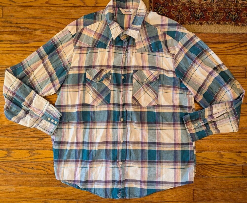 Vintage Dakota By Five Brother Flannel Pearl Snap Mens 3XL